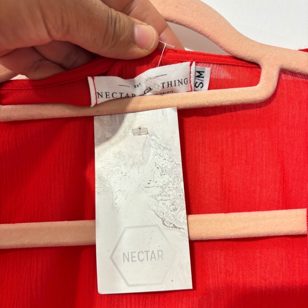 Nectar Clothing Coral Embroidered Kimono Cardigan Duster Open Front Sheer S M - Picture 6 of 11